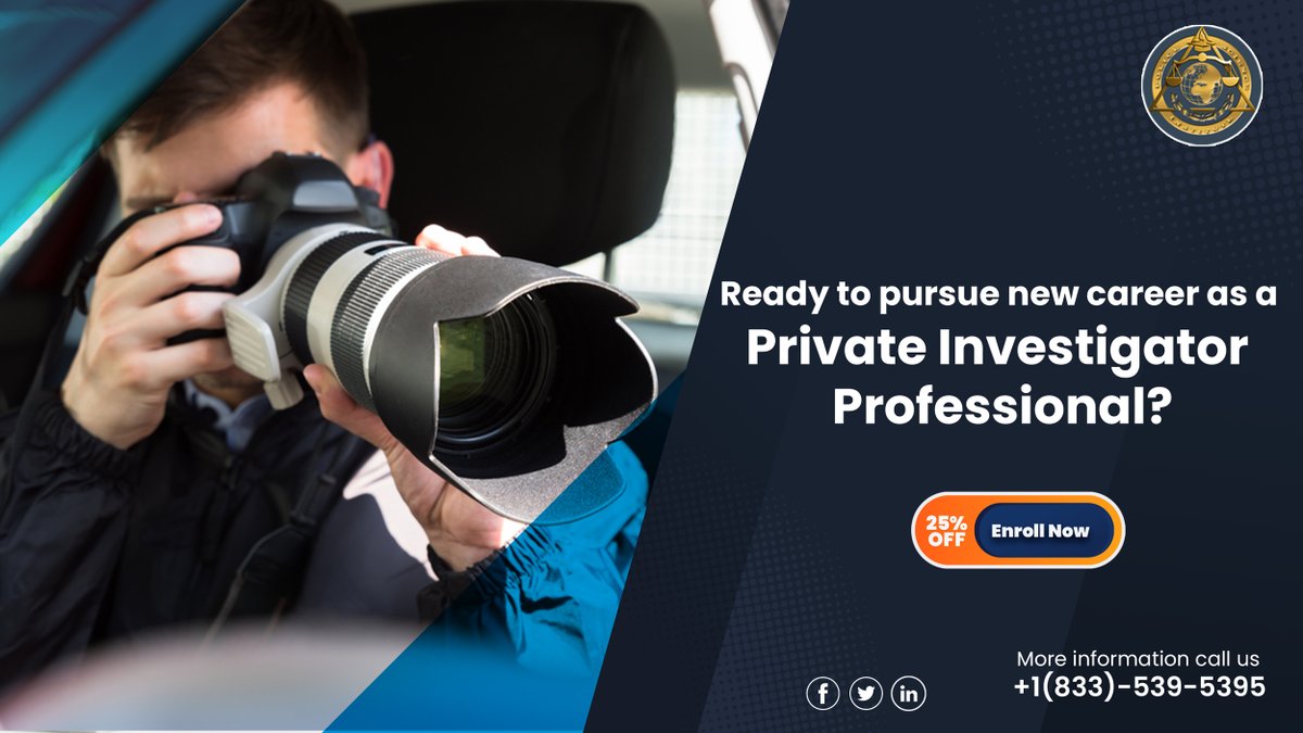 PS_Institute's tweet photo. Explore surveillance, #investigation, record keeping, surveillance video, and asset protection. Train to be a Private Investigator; this #privateinvestigation online course will give you an amazing new career

Enroll now and Get 25% OFF: https://t.co/2UxDPUKoAG

#PrivateDetective https://t.co/jEvWZ8mnd2