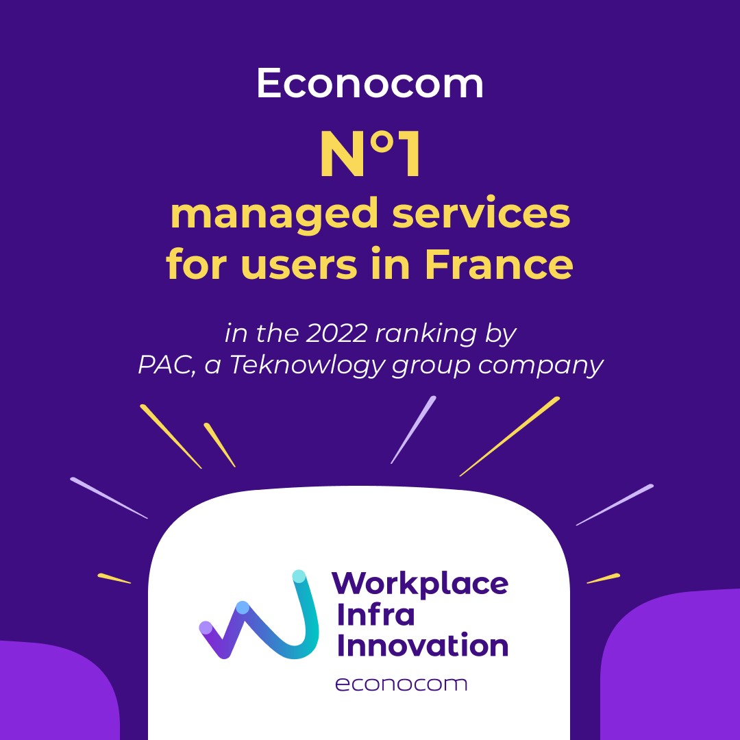 [Ranking] Econocom is the leading player in user outsourcing in France for the fourth year running. Leaders with an 11% market share, we are proud of this distinction from the @teknow_group ranking last September. 
Find out more 👉bit.ly/3gPvmLj