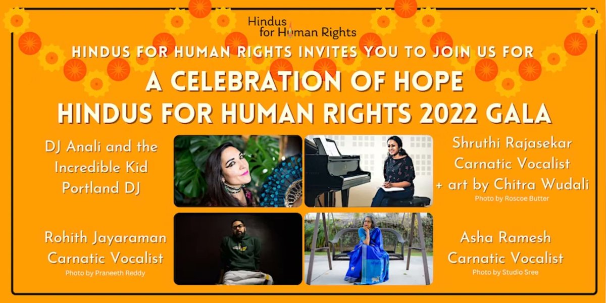 Join @Hindus4HR's 'Celebration of Hope' gala on December 17! Buy your tickets here: eventbrite.com/e/celebration-… Performances by: @ShruthiMusic, @rohithyourboat and Asha Ramesh, @anjaliandthekid #humanrights #celebration