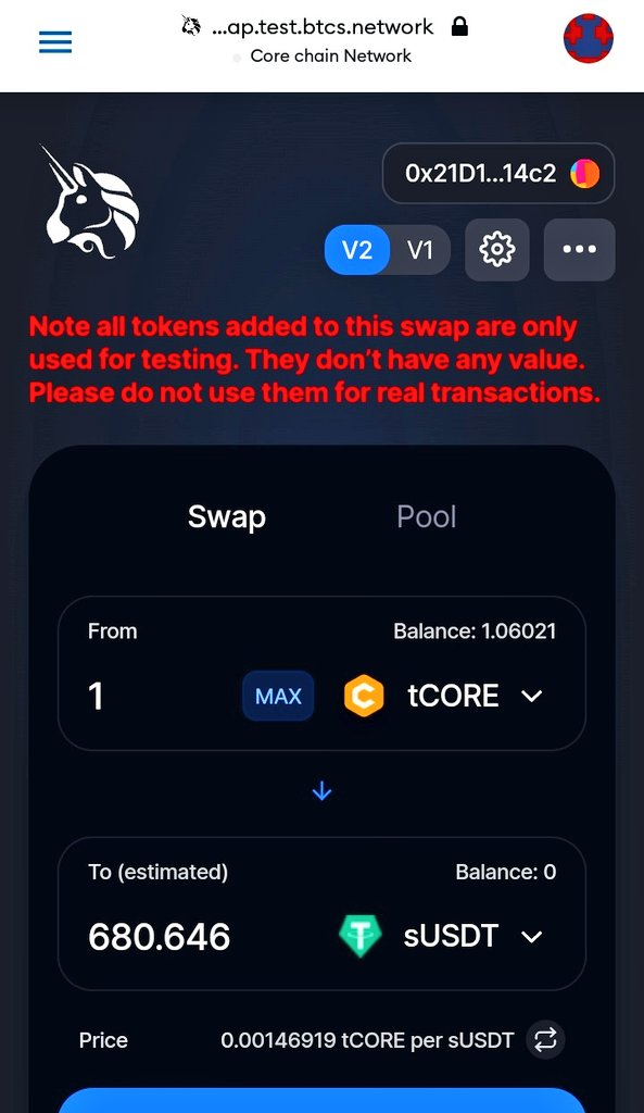 CORE_fan1's tweet photo. 1 tCORE = 680.646 sUSDT 
(testnet prize) 👆
The price has kept on rising from 100 to 900+ sUSDT
Let's keep on participating on testnet to familiarize with our wallet operations and prevent the risk of asset loss due to improper operation on the MainNet.
#CORE #CoreDAO #Testnet https://t.co/HqL9t5E4kG