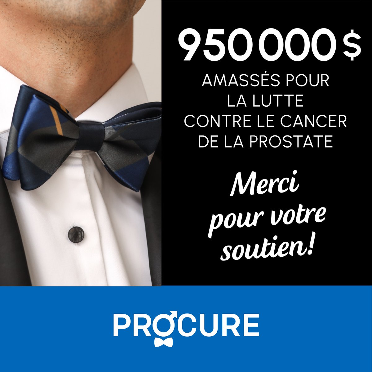 Pour la 9e édition de #Noeudvembre, un montant RECORD de 950 000$ a été amassé pour lutter contre le cancer de la prostate et financer notre plus grand projet de recherche à ce jour pour mieux comprendre et traiter la maladie.🎉 Merci à nos donateurs, ambassadeurs et partenaires!
