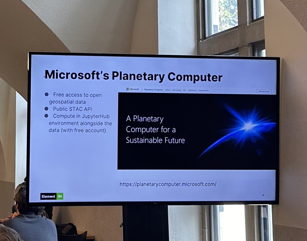 <a href="/petegadomski/">Pete Gadomski</a> talking <a href="/STACspec/">SpatioTemporal Asset Catalog</a> and Microsoft Planetary Computer work he is doing at <a href="/Element84/">Element 84</a> for #foss4gnashville