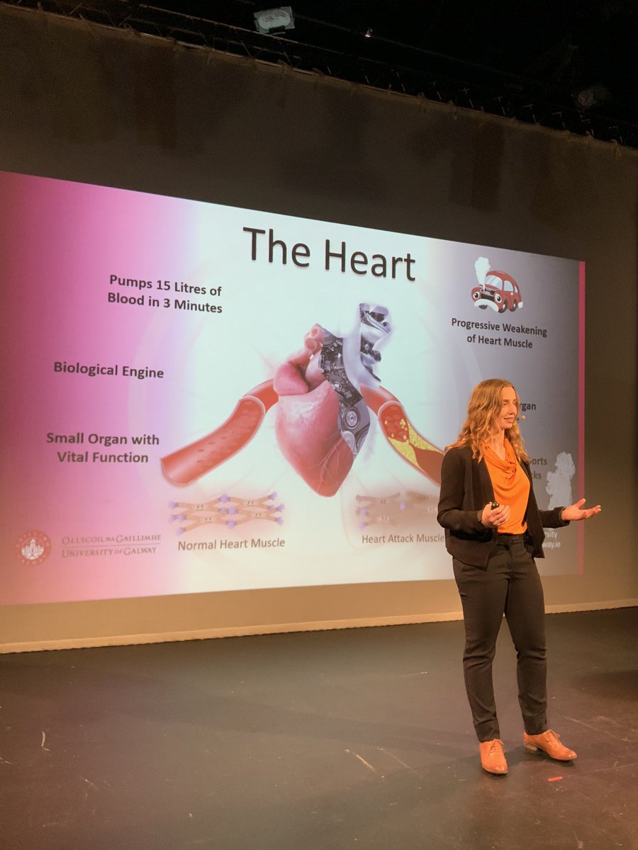 “Hydrogel hero” the solution to healing our hearts. Contestant no.8 anatomy researcher Victoria Ward <a href="/VtoriWard/">Victoria Ward</a> from  <a href="/GalwayCMNHS/">University of Galway CMNHS</a> and her talk on 
"Heart Attacks and Hydrogel Heroes” <a href="/gduffy00/">Garry P. Duffy</a> @scienceirel <a href="/ambercentre/">AMBER</a> 
#Threesis <a href="/uniofgalway/">Ollscoil na Gaillimhe | University of Galway</a>