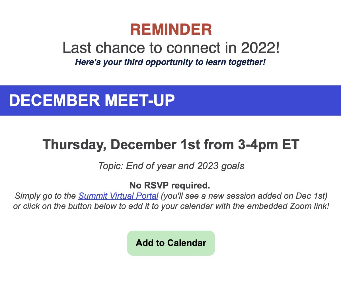 Our last meet-up of the year is TODAY!! 🥳

To sign up go to: artiststhrive.org/summit

We hope to see you soon!