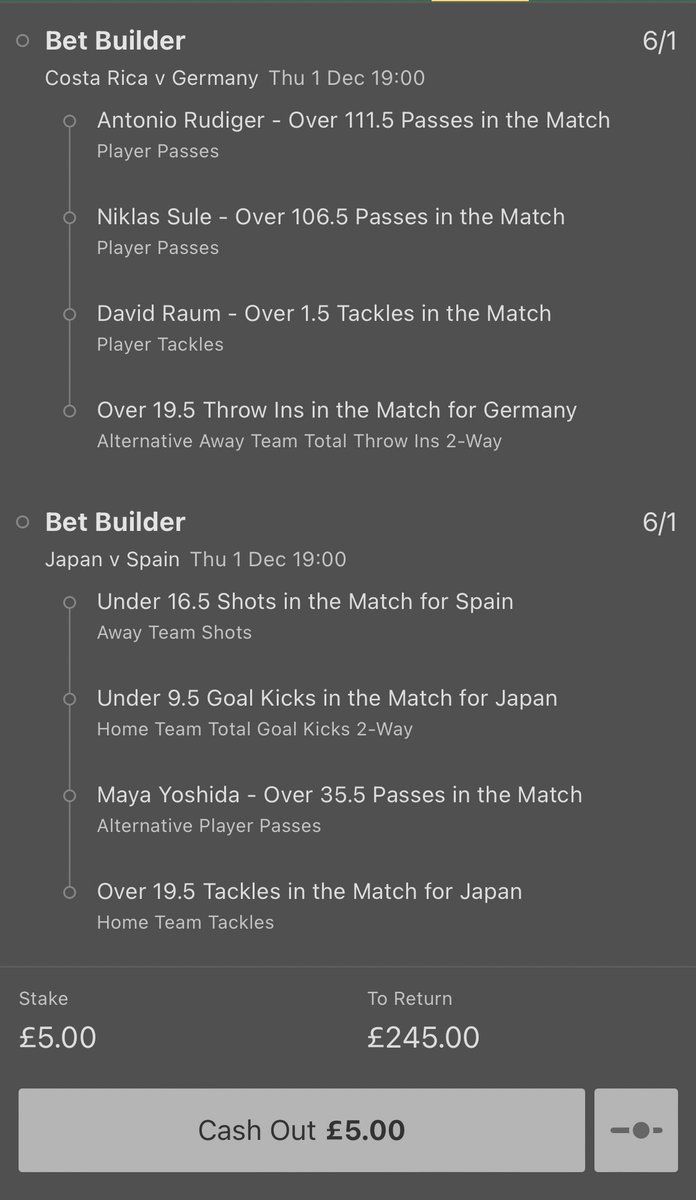ValueBetSpotter's tweet photo. 💰 £200 free cash giveaway!

If this Spain vs Japan and Germany vs Costa Rica bet builder double wins today, we’ll give away £200 to two of you.

👉 £100 to one person who LIKES ❤️ this tweet.

👉 £100 to one person who RETWEETS this tweet.

Must be following us. Ready? Go! https://t.co/H23oLZ8AG2