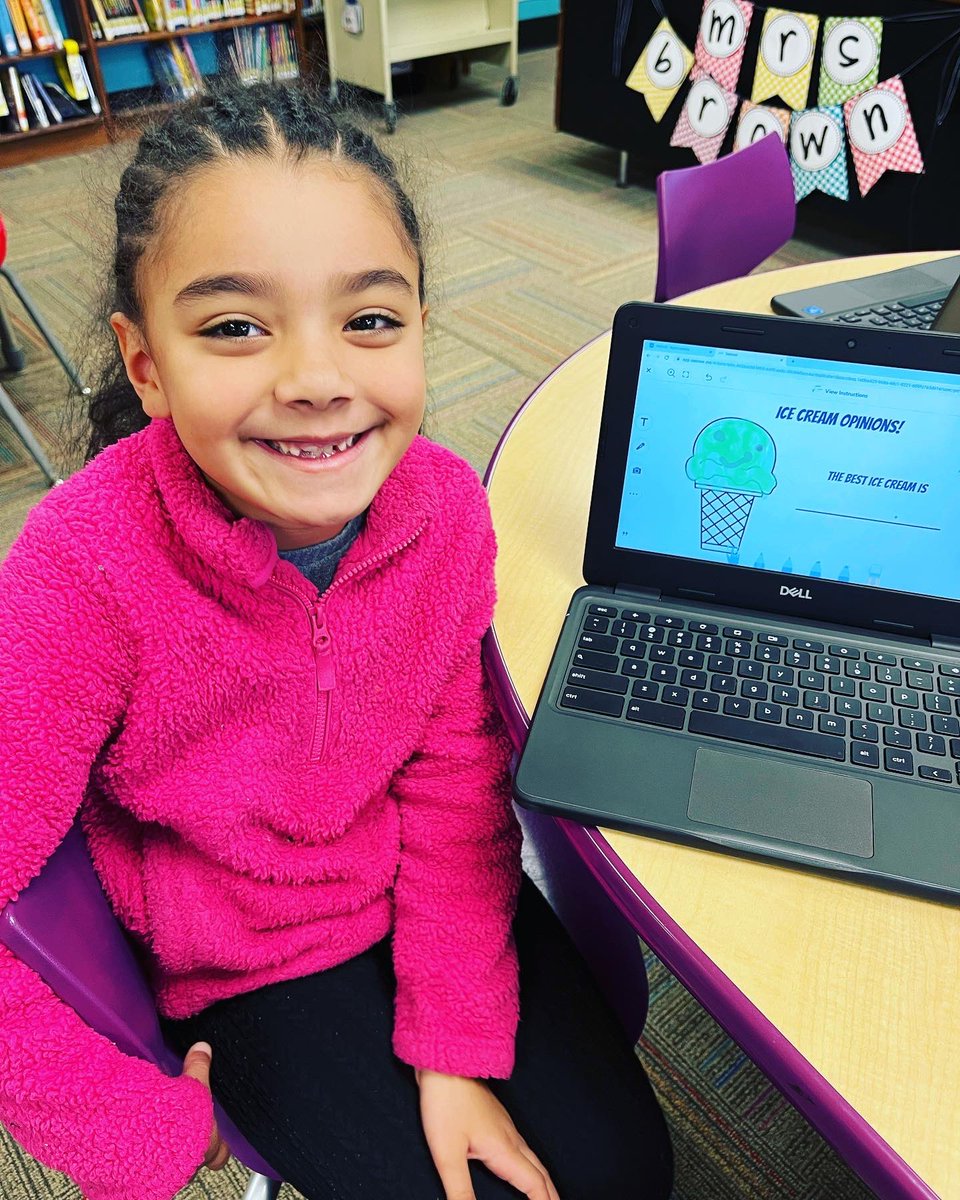 wes_library's tweet photo. Kindergarteners have been practicing their drag and drop fingers on the touchpad! This is a challenge from using touchscreens or tablets. Look at our ice cream creations for #groovyjoe today! #itsworthit @seesawlearning #librariesareworthit #edtech #morethanbooks https://t.co/T4HtLCnRvp