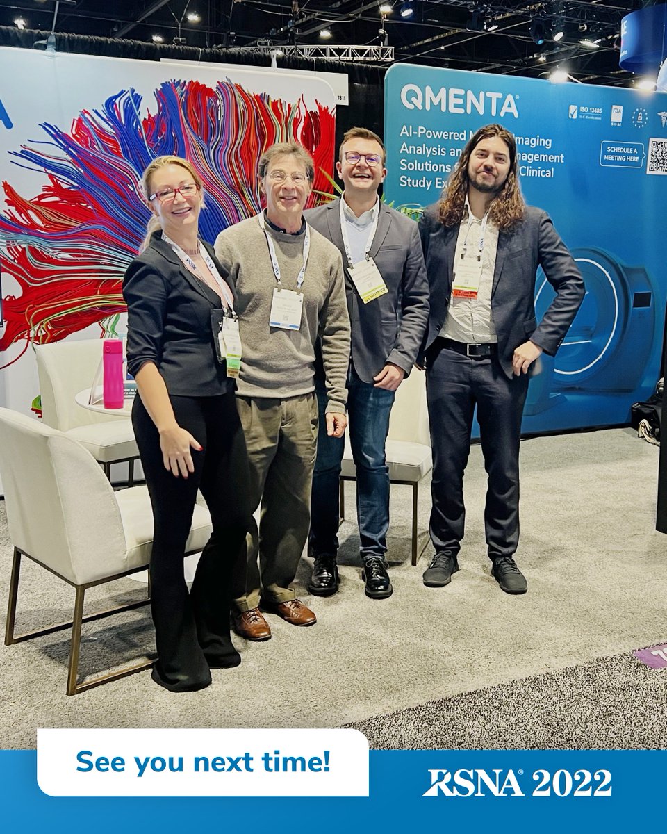 QMENTA_Inc's tweet photo. After four memorable days, it's time to say goodbye to #RSNA22 Thank you to all that came to our booth, we had a great and productive time. If you didn't have the chance to stop by, book a demo here:
https://t.co/1teanACUgx
#RSNA2023 #Neuroimaging #ImagingTrials #MedicalImaging https://t.co/jK6gMDrj4R