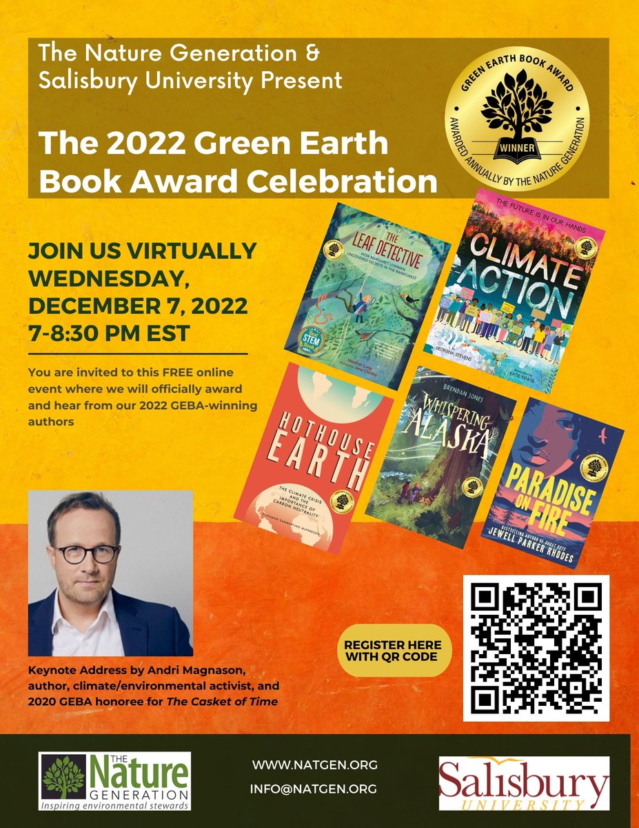 You're all invited to virtually celebrate the best in Environmental Literature for children and YA. Wednesday, December 7! Join us.