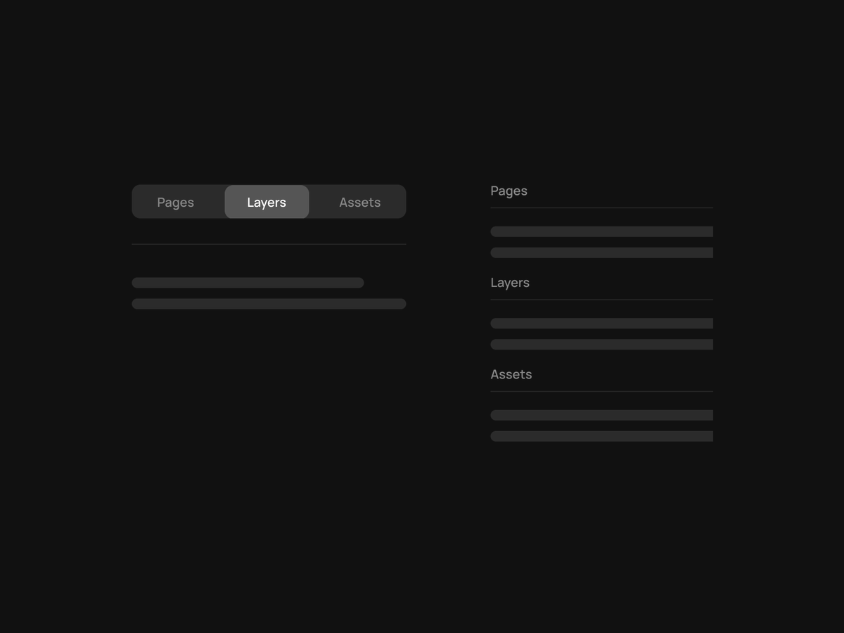 monoboldd's tweet photo. I'm constantly switching between pages and therefore layers as well, but always having to click (or pressing ctrl+1/2) is a productivity killer.

My suggestion would be to move from tabbed layout to a simple list layout. What do you think @framer ? https://t.co/rUzHSOIB53