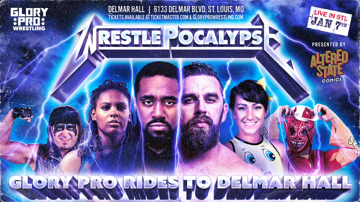 WeAreGloryPro's tweet photo. Mark your calendars for our debut at Delmar Hall Saturday Jan 7 featuring

@IamKylieRae 
@JPWARHORSE 
@JakeSomething_
@HEELCamaro 
@TheTootieLynn 
CURRY MAN + more!

Presented by @ComicsState

Ticket info coming very soon 🧐 https://t.co/AyrE0kXSKA