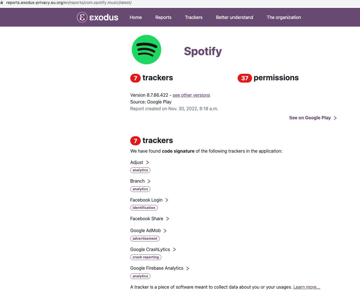 PrivacyMatters's tweet image. 3/ I wonder how @spotify is getting consent for SDKs like Google AdMob .... oh wait, that&apos;s right, they&apos;re not ... 

You really are quite the #DataVampire aren&apos;t you @Spotify