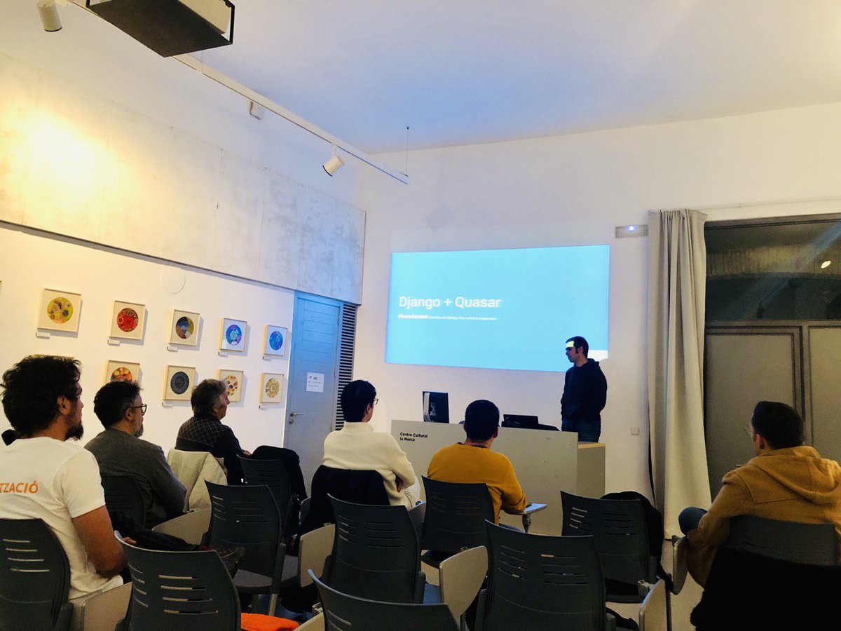 Python Girona (@pythongirona) on Twitter photo Comencem l'últim meetup de l'any amb en @xdiume 🙌 parlant sobre com integrar <a href="/quasarframework/">Quasar Framework</a> (#vuejs) a projectes #django 🐍🔥 Comencem l'últim meetup de l'any amb en @xdiume 🙌 parlant sobre com integrar <a href="/quasarframework/">Quasar Framework</a> (#vuejs) a projectes #django 🐍🔥