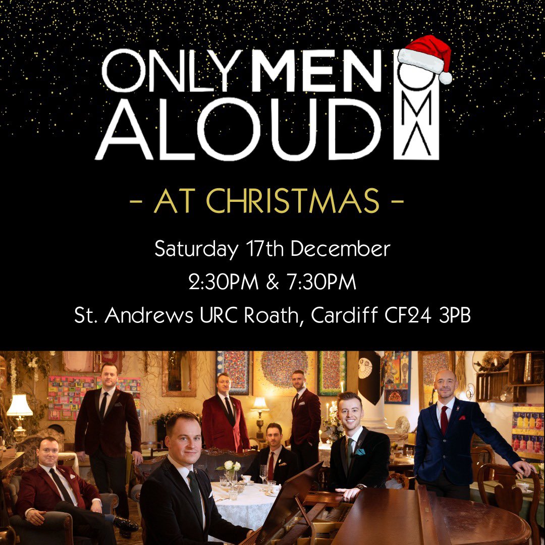 It’s December so it’s time to start getting in the mood for Christmas!🎄
Join us <a href="/cardiffurc/">St. Andrew's URC, Cardiff</a> on Saturday 17th Dec at 2:30 and 7:30 for all of your Christmas favourites, sung by Britain’s favourite choir. 
🎟️ ticketsource.co.uk/onlymenaloud
