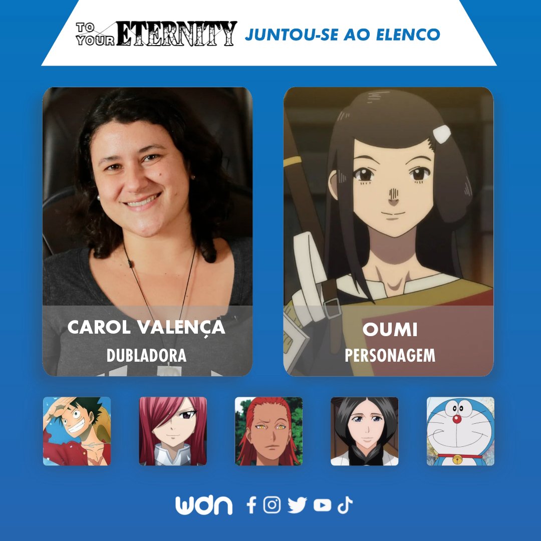 WDN - World Dubbing News on X: 🦊 Novos dubladores juntam-se ao elenco de To  Your Eternity: 🪢 Cid Fernandes como Torta Uralis 🪢 Carol Valença  (@carolvalencadub) como Oumi  / X