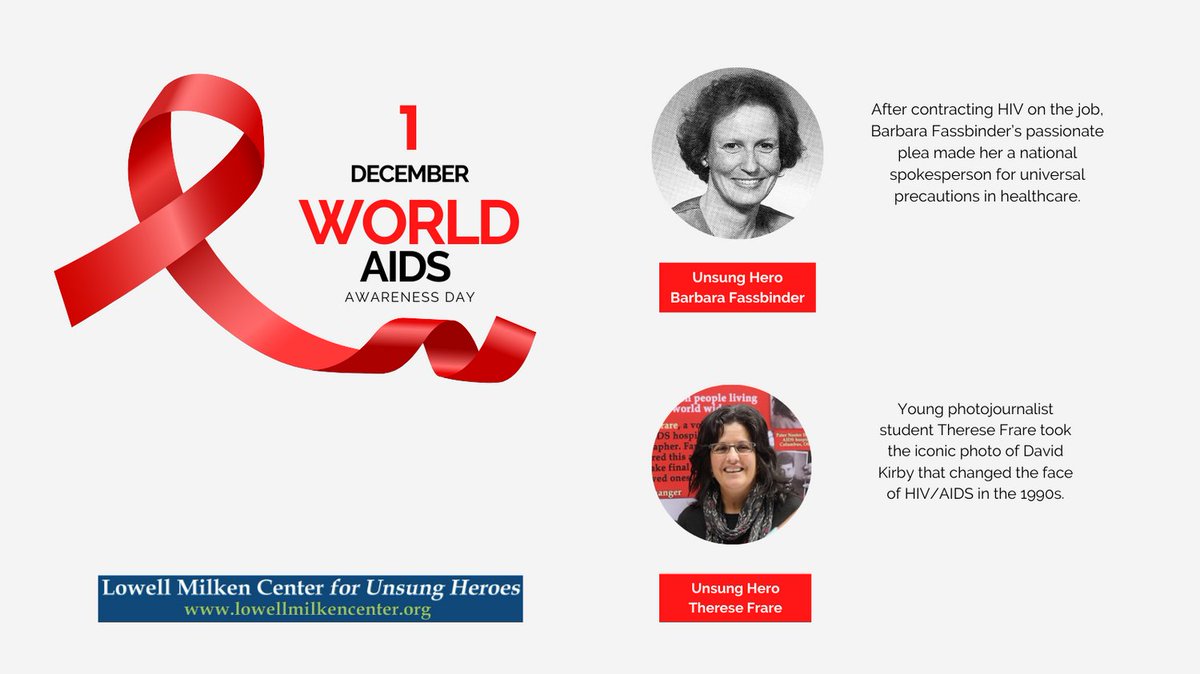 Two of our Unsung Heroes have been instrumental in the fight against AIDS. Learn more about Barbara Fassbinder at bit.ly/3o9yfHG and Therese Frare at bit.ly/3oew4mh. #worldAIDSday