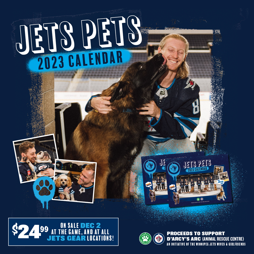 NHLJets's tweet image. 🐾 JETS PETS CALENDAR IS ALMOST HERE 🐾

Featuring your favourite Jets players + their dogs, this 2023 calendar also showcases alumni rescues AND a couple free agents looking for their forever home!

Grab yours at tomorrow's game or in-store at all @JetsGearStore locations!