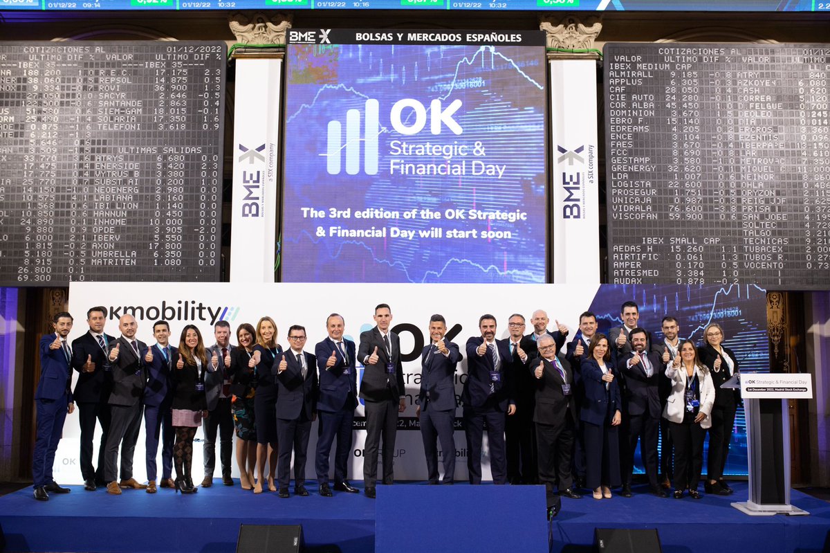 Othman_Ktiri's tweet photo. Jornada muy especial en el #IIIOKStrategicAndFinancialDay presentando la previsión de cierre del ejercicio 2022 de #OKMobilityGroup.

Very special day at the #IIIOKStrategicAndFinancialDay presented the forecast for #OKMobilityGroup's 2022 financial year-end. 

#BolsadeMadrid https://t.co/yZq5YkUBmO
