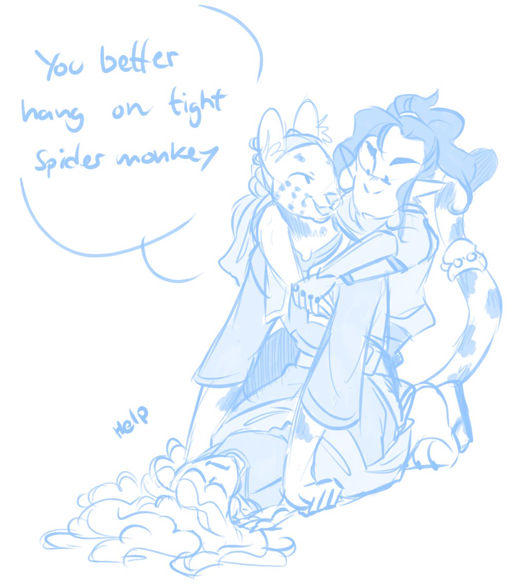 cutestpigeon's tweet image. more dnd doodles ayyy, we got a bunch of new gear so I wanted to draw Dani with it all! and also a doodle of a joke that's only funny to like three people who have the context, but here it is :)