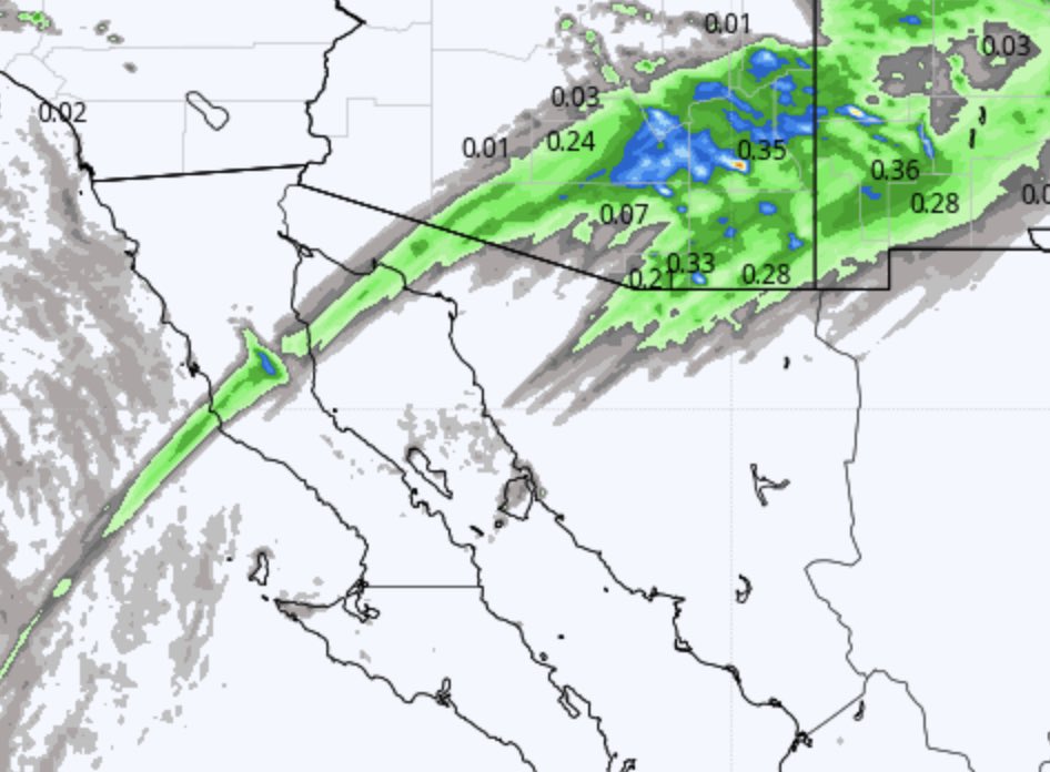 La lluvia prevista para el sábado se estará limitando más hacia el norte del estado, por lo que si viajan hacia Nogales y Tucson, esperen encontrarse tramos con lluvia ligera durante ese día.