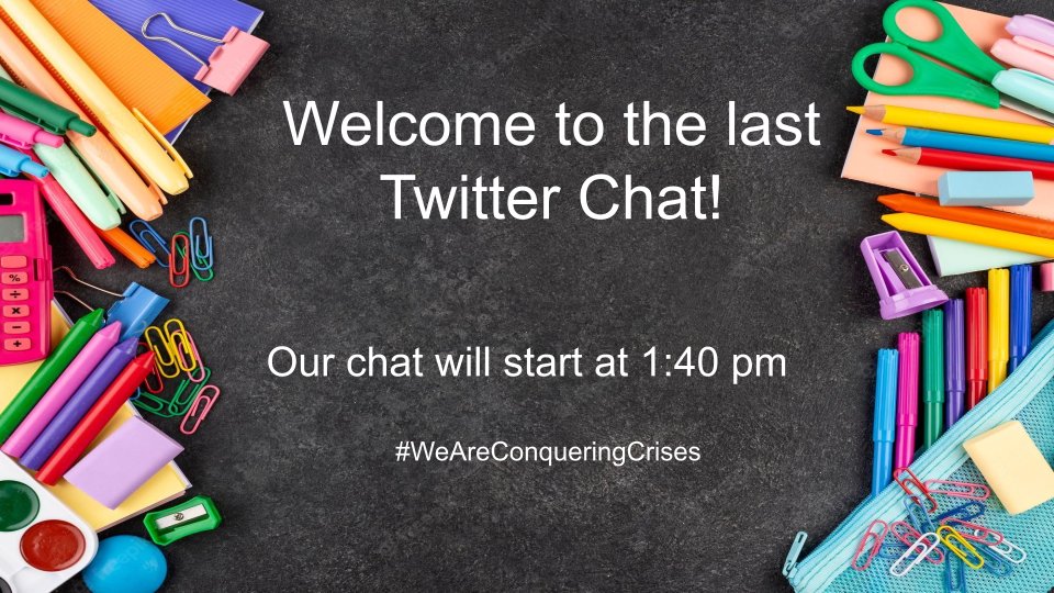 CallanSarfert's tweet photo. Hey everyone! We will be beginning our Twitter Chat discussion at 1:40. #weareconqueringcrises @lashondaeaddy https://t.co/TCkz4naYzQ