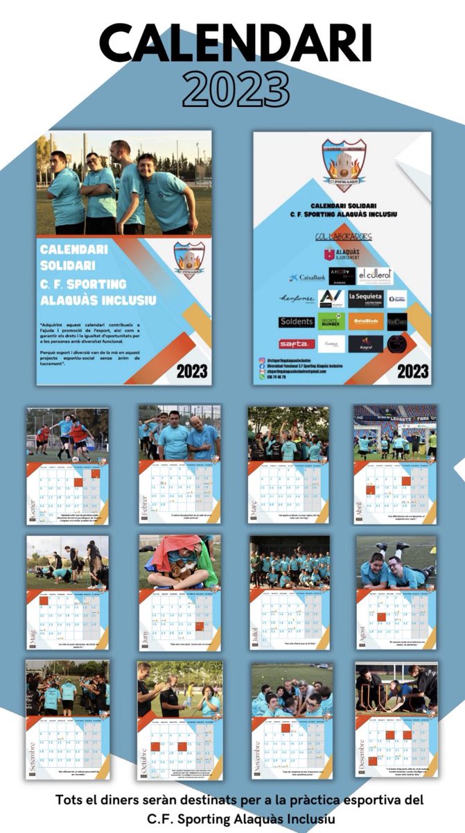Hola familia. Sacamos un calendario solidario, para recaudar fondos y así poder seguir ayudando a que estos chic@s hagan deporte y se sientan parte de un equipo.
Tan solo son 7€ y ell@s lo merecen, os lo juro.
Quien quiera ayudar, por MD 😘.
Gracias de antemano