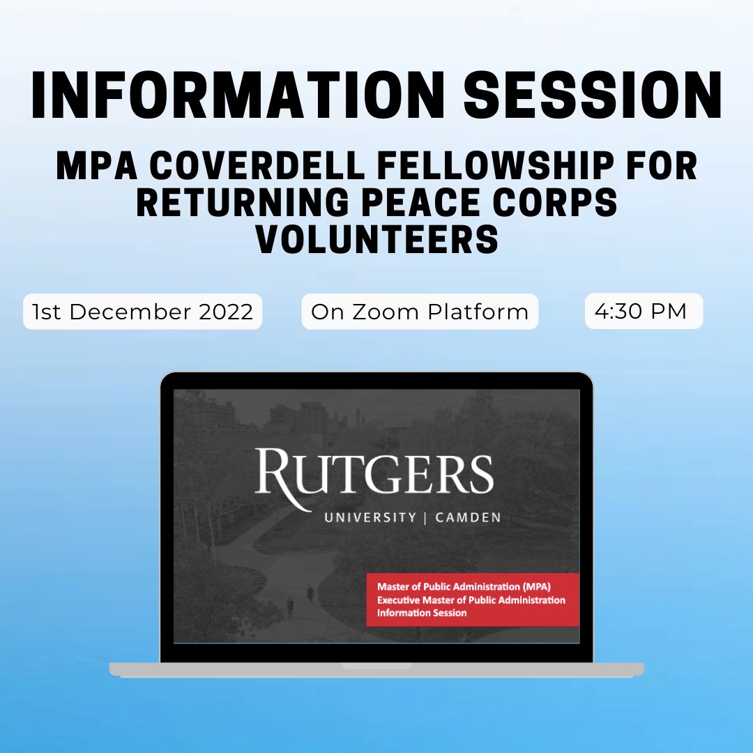 Discover how you can pursue a graduate education at Rutgers–Camden within the MPA program through the Coverdell Fellowship! Register here: eventbrite.com/e/info-session…