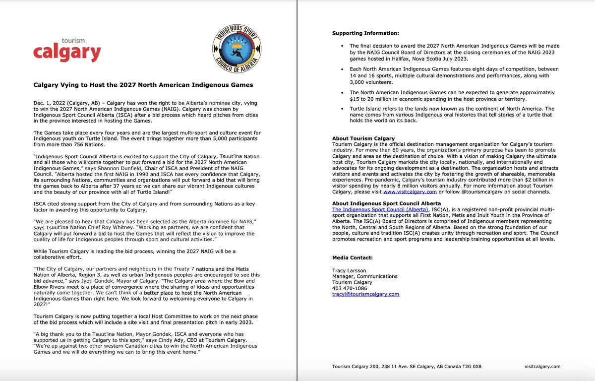 Calgary bidding on 2027 North American Indigenous Games!