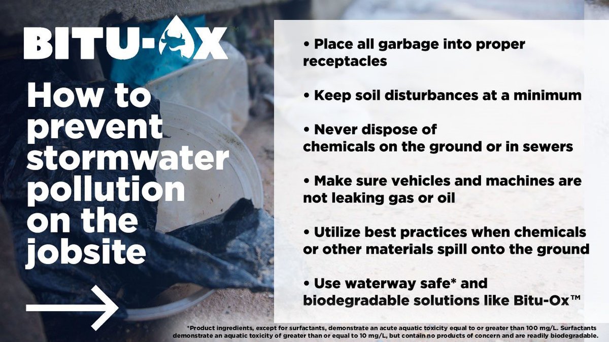 BituOX's tweet photo. Stormwater pollution results from materials and chemicals getting washed into the storm drain from streets, gutters, neighborhoods, parking lots, and construction sites and ending up in our waterways. https://t.co/8zYTlAA6D4