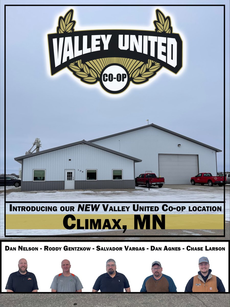 It is an EXCITING day for us here at Valley United Co-op! We have acquired a new location in Climax, Minnesota. 
Click the link below to read more. 
valleyunited.ag/agronomy/agron…