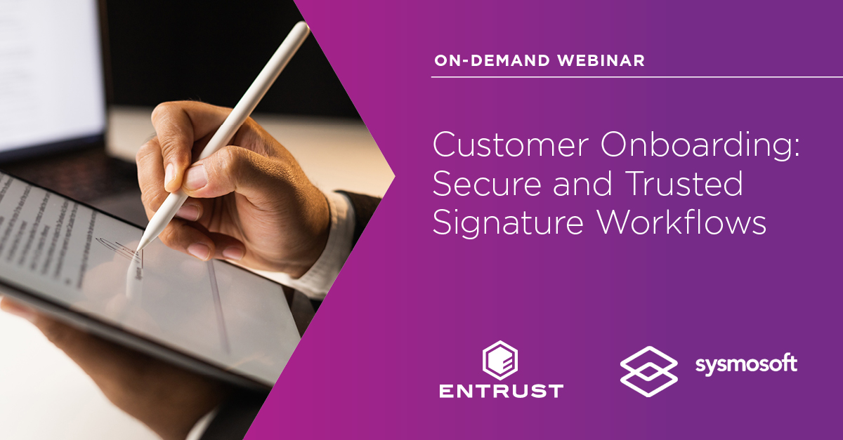 Entrust_Corp's tweet photo. More and more of today’s customer-onboarding is done remotely, meaning digital signatures have become a sign of the times … literally. 

Check out this on-demand webinar about ways to improve that process: https://t.co/aPx3Mg4EmL https://t.co/m52XSb7p1b