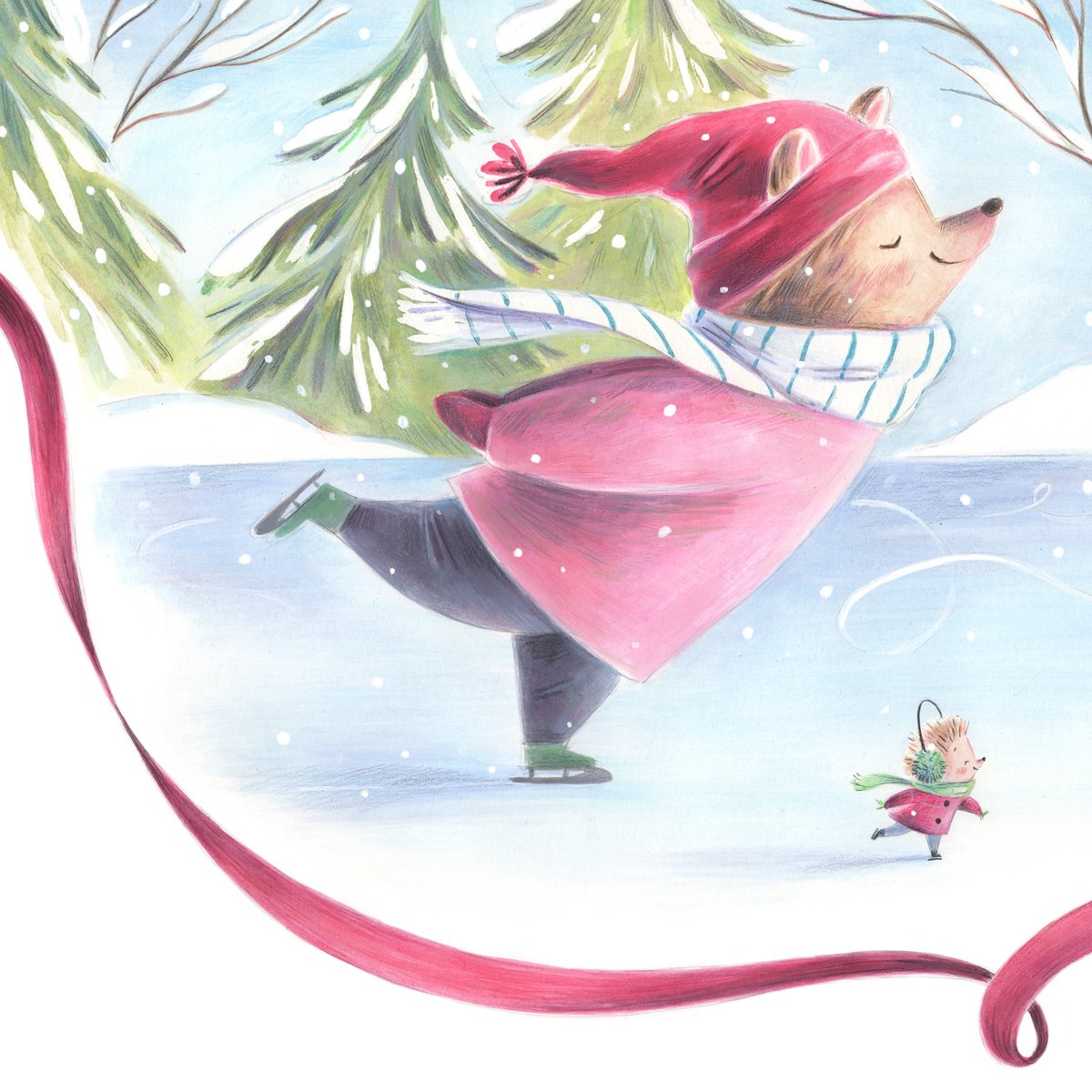 Skating into December with a scene from THE BEST GIFT FOR BEAR. ❄️❤️

#TwoLions #KidLitArtPostcard