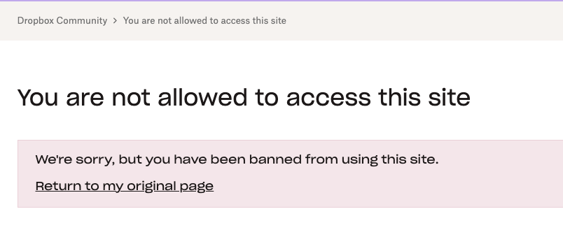 wu2ke4's tweet photo. Wow, I got banned at the dropbox forum just simply asking why they wipe out my data! @Dropbox @drewhouston @DropboxSupport https://t.co/CEVNKLpP0R