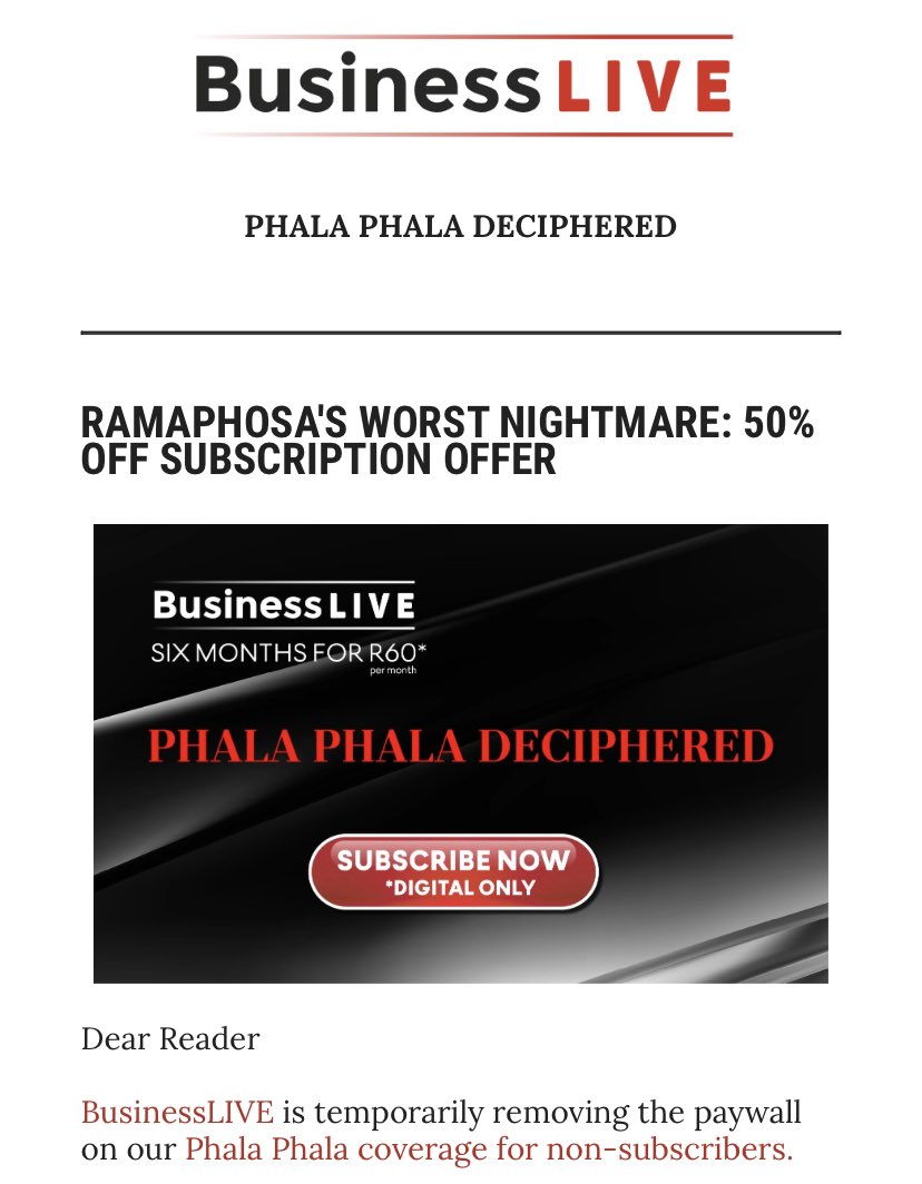 Not sure BD got this headline quite right, am pretty sure Ramaphosa got other things to worry about.