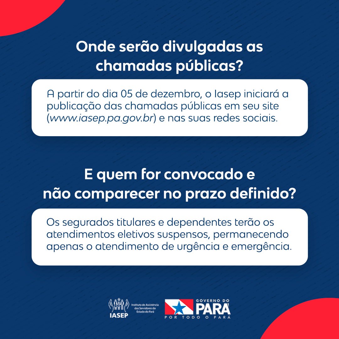 Iasep_PA's tweet photo. Nesta quarta-feira (30), o Iasep encerrou o recadastramento 2022 dos servidores públicos estaduais e seus dependentes inscritos no plano.

Quem fez o recadastramento, mas apresenta pendências, será convocado para regularizá-las. Aqueles não fizeram também serão convocados. https://t.co/MsRSAd39xC