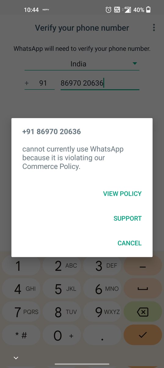<a href="/WhatsApp/">WhatsApp</a> my business WhatsApp has stopped working all of a sudden and getting the msg that I am violating the WhatsApp commerce policy . As per my knowledge I haven't done anything such.Kindly look into it and do the needful