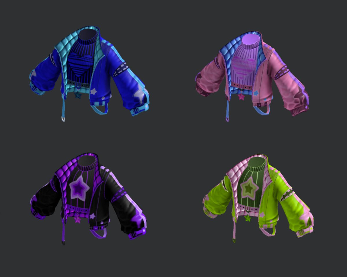Just dropped more recolors of one of my favorite collections, Punk Jackets! 🥁 Hope you all like it😎
roblox.com/catalog?Keywor…

#Roblox #RobloxDev #RobloxUGC #UGCcreator #RobloxClothing <a href="/Roblox/">Roblox</a>