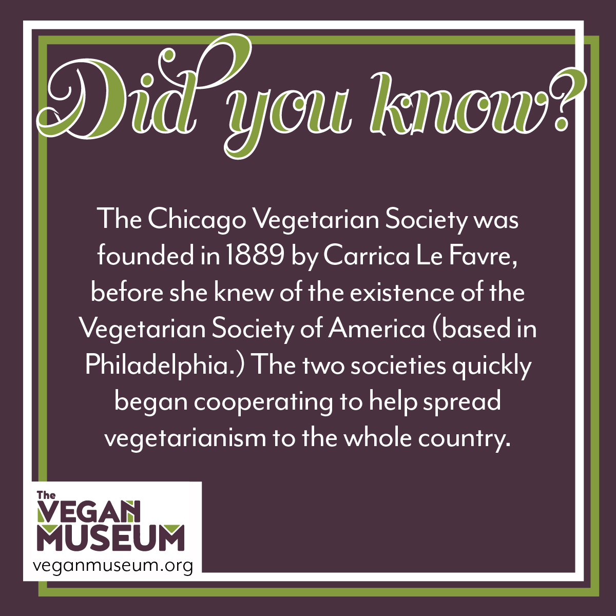 The Vegan Museum on Twitter "Did you know? The Chicago Vegetarian