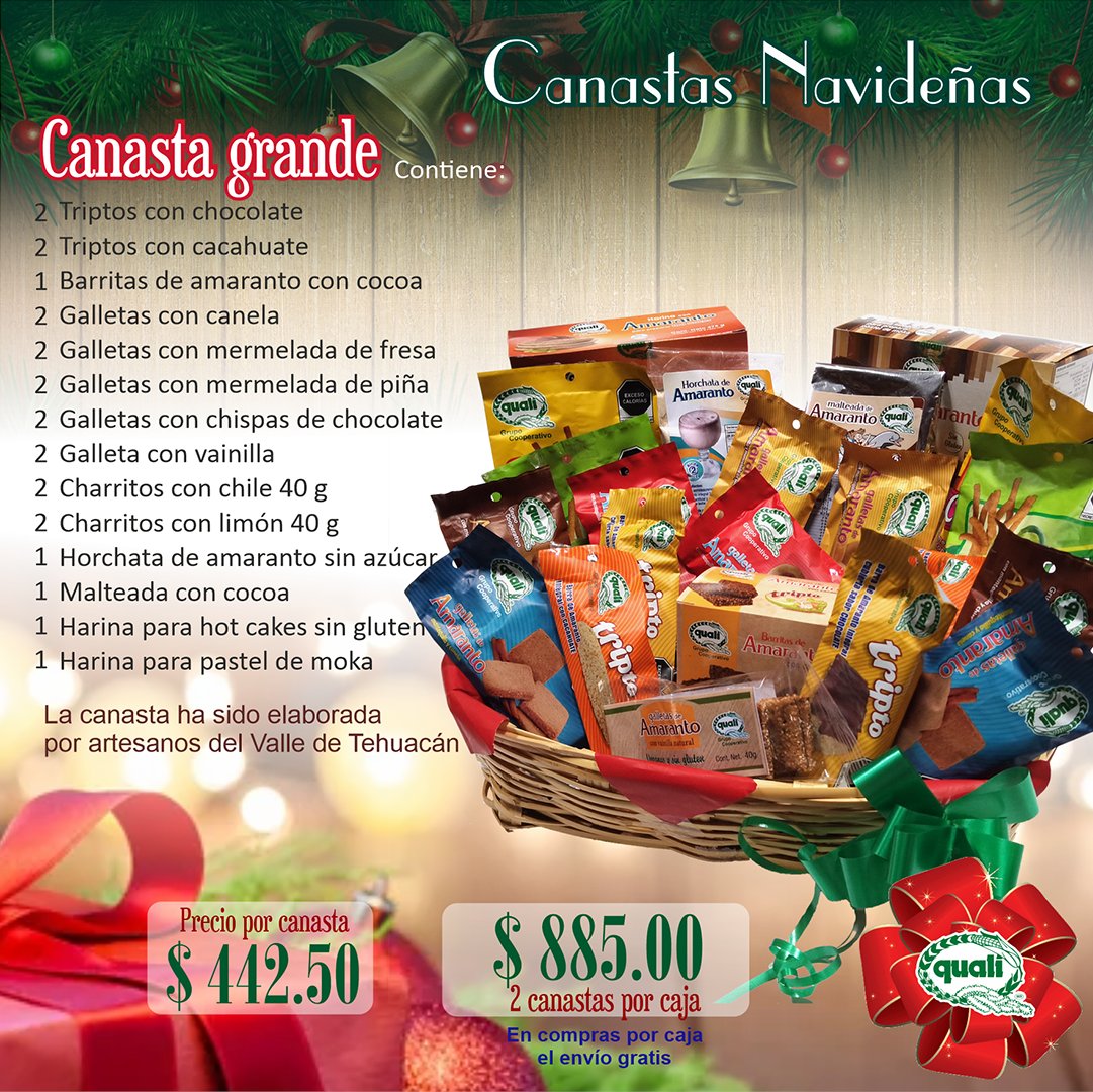 QualiMexico's tweet photo. Esta #Navidad ¡Duplica tus #regalos ! Los alimentos #Quali elaborados con #amaranto se producen cooperativamente y promueven el #Comercio con #Equidad   
#regalonavidaño #comerciojusto #amaranto https://t.co/fKVT13vahS