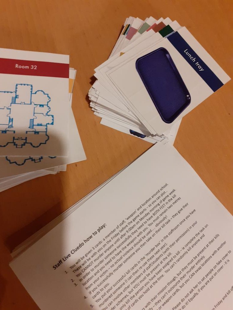 It's time...the annual game of Verulam Staff Murder Cluedo begins on Monday....