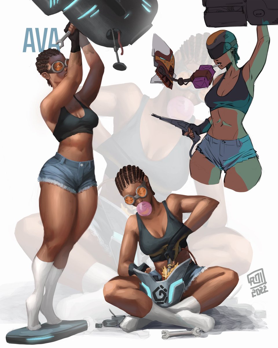 Did you know that Chinyere (AVA) is a brilliant mechanic? Well, now you know &amp;.. gradually putting my world building project together with all these characters, soon enough I'll do a proper introduction to all of them
#visdev #characterdesign #artist #conceptart