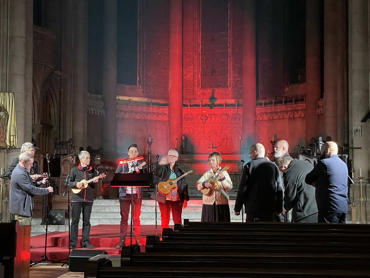 AlanBaser's tweet image. Sound check with @ActuallyGMC for this evening’s World AIDS Day fundraiser with all the other LGBTQ+ music groups in the city, raising funds for @LunchPositive #WorldAIDSDay