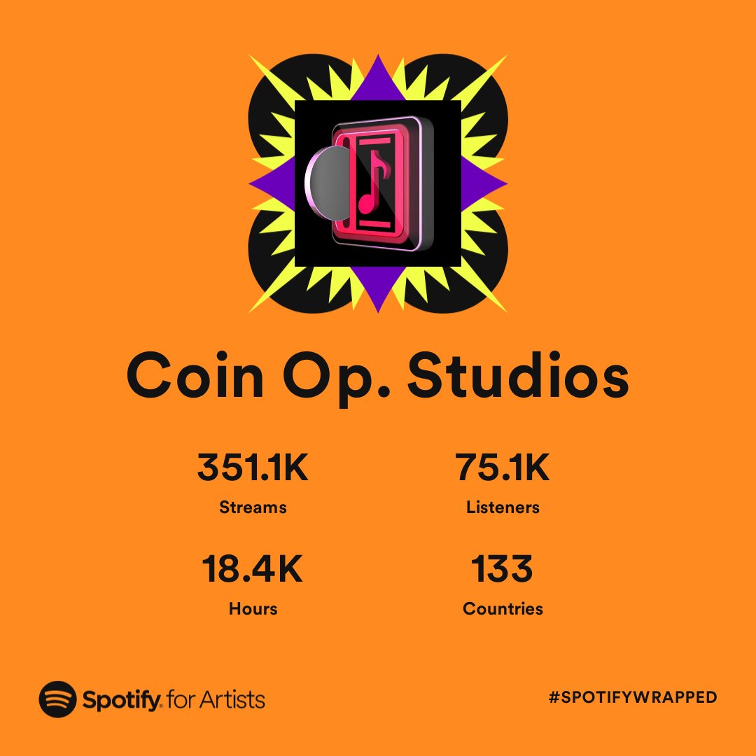 CoinOpStudios's tweet photo. Here's our Spotify Wrapped! Thank you all for your support this year and we look forward to giving you some solid new music in the upcoming years. 

Got any albums you'd like to see us do? https://t.co/ujg62sR0Kh