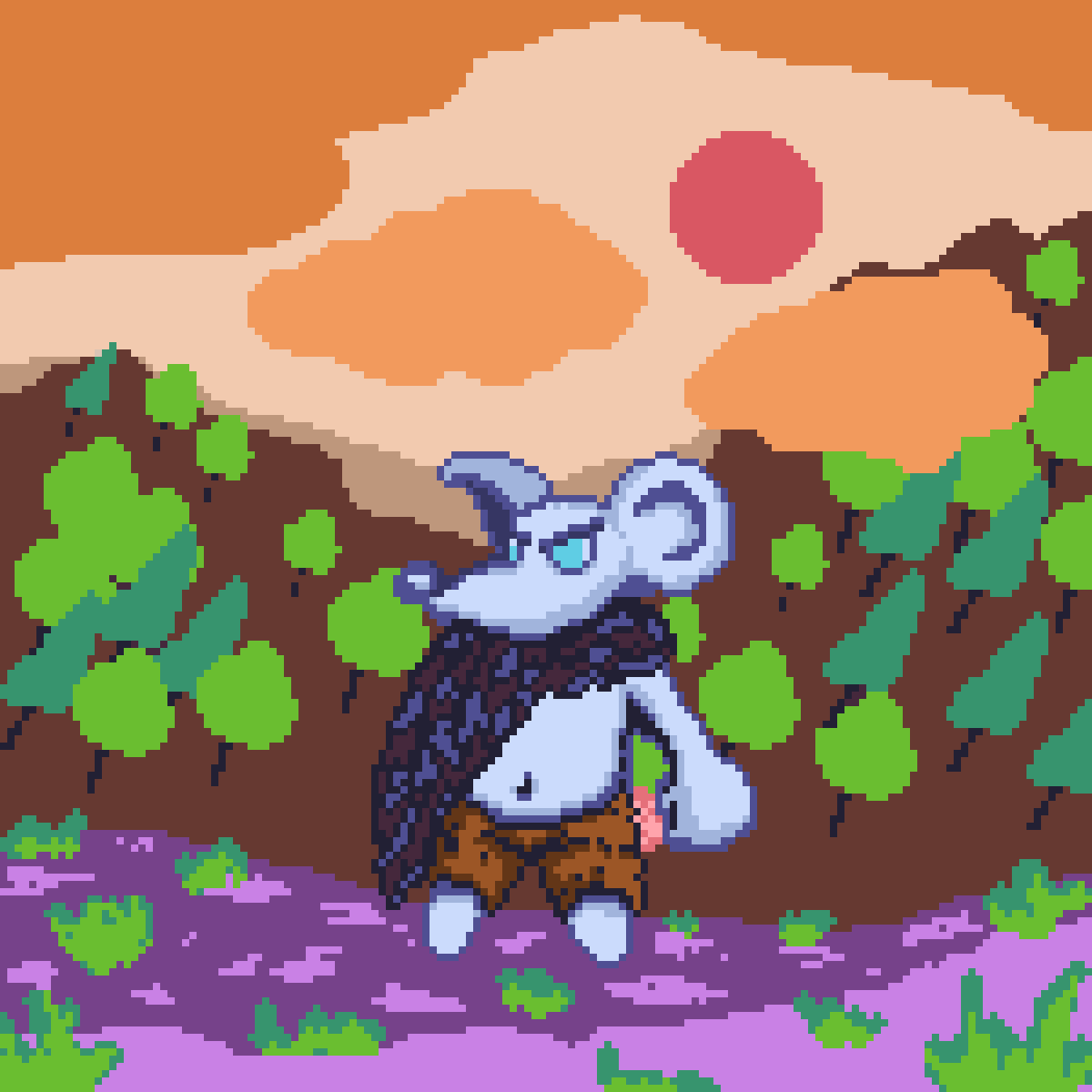 Warthok88's tweet photo. Character...
Mous after the tail has been severed ..
and was sent to dig in the cheese mines

(quick background =  after escaping the mines)

#pixelart #pixelartist #pixelartwork #pixelcharacter #pixelmouse #pixelbackground #characterdesign #character #mouse #background #fantasy https://t.co/5qiVN1Qxdu