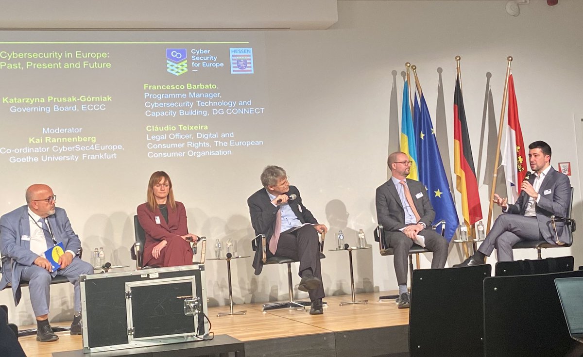 Concluding the first day of <a href="/CyberSec4Europe/">CyberSec4Europe</a> final event #Momentum with a discussion on the future of #cybersecurity with <a href="/EU_EDPS/">EDPS</a> <a href="/W_Wiewiorowski/">Wojtek Wiewiorowski</a> <a href="/Cybersec_ECCC/">European Cybersecurity Competence Centre</a> <a href="/Cybersec_EU/">CyberSec_EU 🇪🇺</a> and <a href="/beuc/">The Consumer Voice</a>.