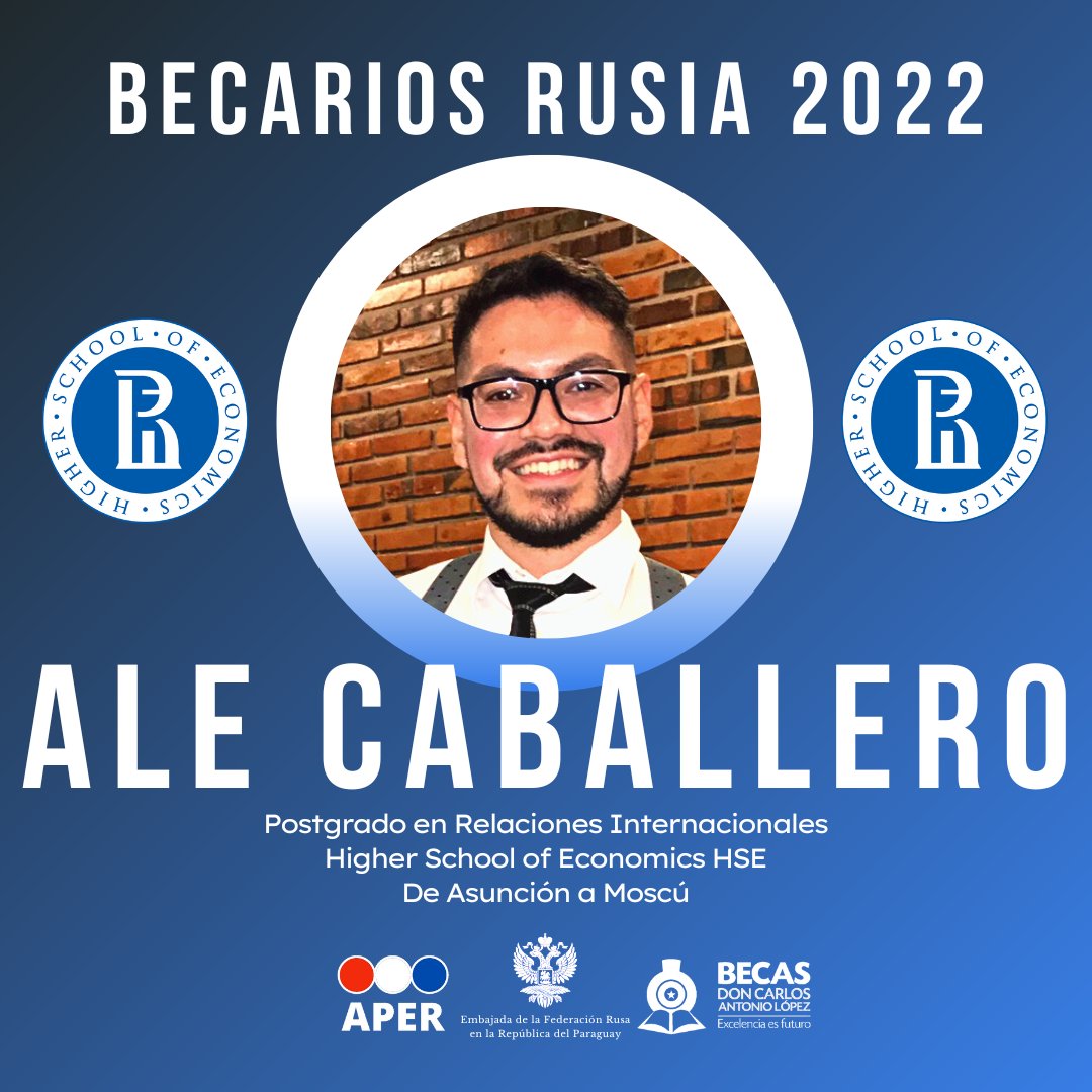🎉📣🤩¡Seguimos con la presentación de nuestros nuevos becarios seleccionados por la Embajada de la Federación de Rusia en el Paraguay, quienes ya iniciaron sus estudios en el país euroasiático!🥳💯💪🏻

¡Mucho éxito @alejandrocs_ 🇵🇾❤️🇷🇺