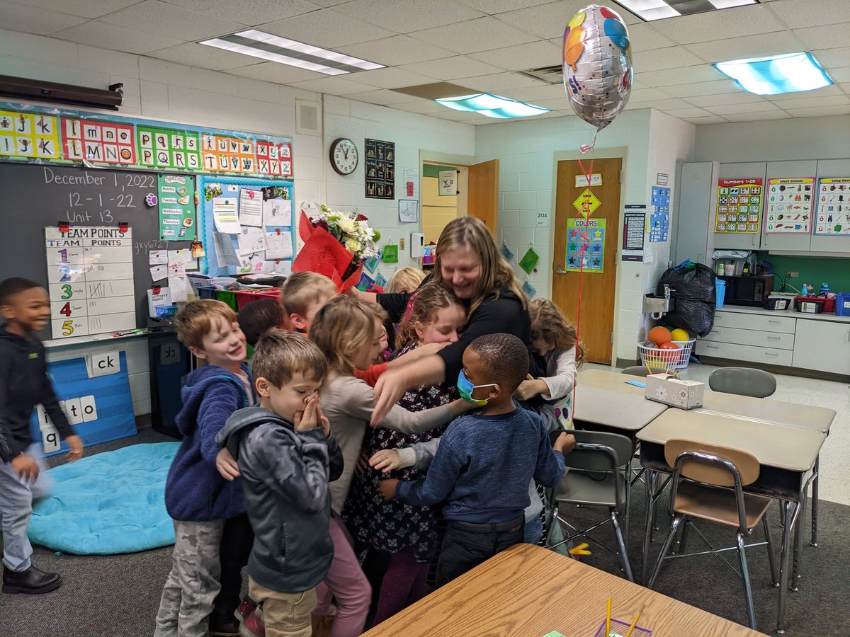 I can't think of a better way to capture our 2022-2023 Instructional Assistant of the Year, Kim Fitzgerald! Her first graders were thrilled to surprise her with the honor, but enjoyed tackling her with a hug way more. #IAOY #1stgradersarehilarious