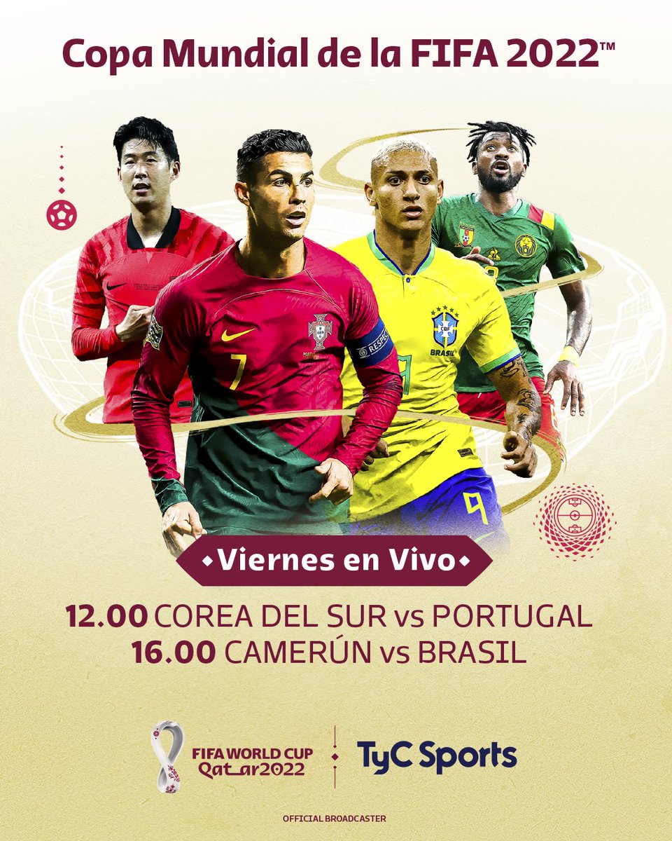 TyC Sports on Twitter "📺 Viernes Corea del Sur vs Portugal y Camerún