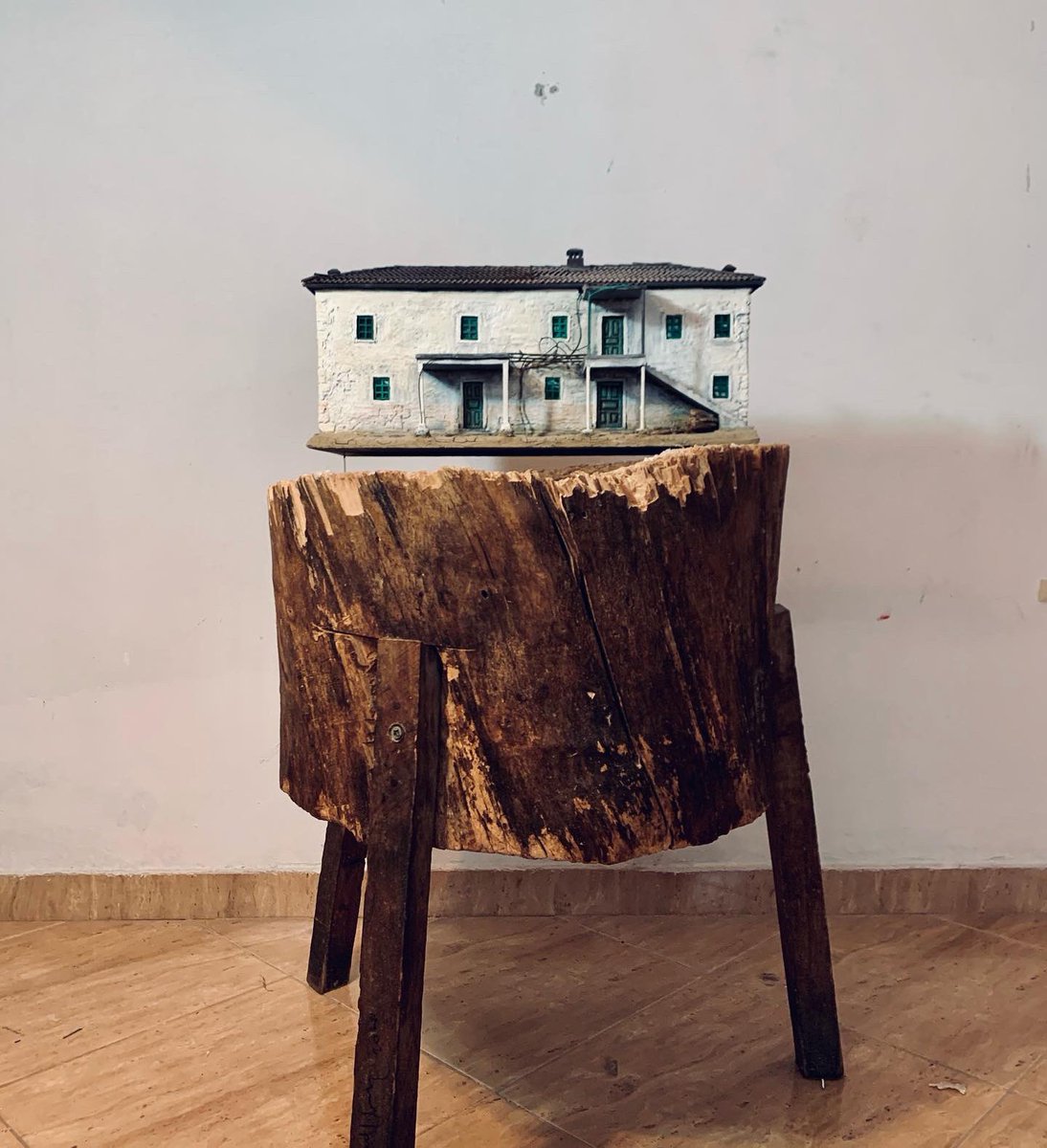 ARMANDOLULAJ's tweet photo. YELLOW HOUSE / SHTËPIA E VERDHË. Installation, butcher board, Swiss knife, model in scale, 2020-22 https://t.co/0UgXJweIBg