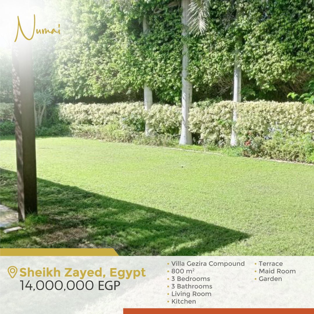 Exceptional 3-bedroom villa conveniently located in Sheikh Zayed, Cairo.

🔥Contemporary Luxurious design featuring a spacious open plan kitchen &amp; living-dining room leading out to the garden perfect for dining!

📞 For more info please contact  +971 525352828

REF#: NM-EGC-11-2