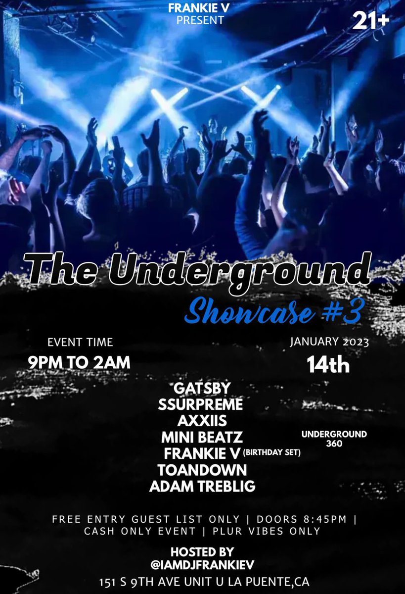 ToanDown's tweet photo. Hey y’all! I’m gonna be playing an Underground rave January 14th in La Puente! Dm me for guest list, and it’s a cash only event! Hope to see you guys there! https://t.co/zpQ9LjT0KF